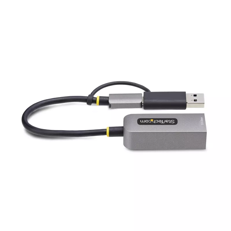 StarTech.com adaptador USB-C a Ethernet 2.5GbE con convertidor USB-A, NIC NBASE-T, USB 3.0 Type-C 2.5/1G red multivelocidad, compatible con Thunderbolt, Windows y Mac