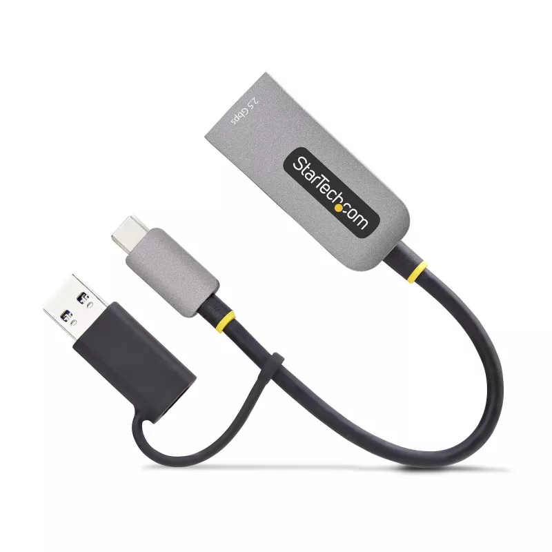 StarTech.com adaptador USB-C a Ethernet 2.5GbE con convertidor USB-A, NIC NBASE-T, USB 3.0 Type-C 2.5/1G red multivelocidad, compatible con Thunderbolt, Windows y Mac