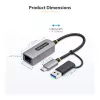 StarTech.com adaptador USB-C a Ethernet 2.5GbE con convertidor USB-A, NIC NBASE-T, USB 3.0 Type-C 2.5/1G red multivelocidad, compatible con Thunderbolt, Windows y Mac