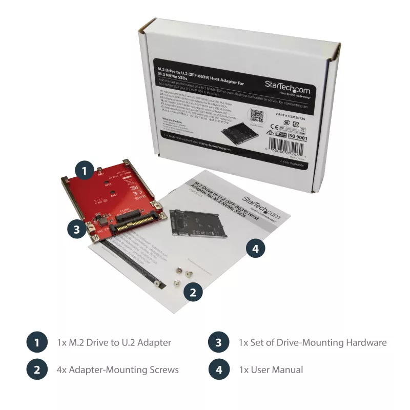 StarTech.com Adaptador host de unidad M.2 a U.2 (SFF-8639) para SSD M.2 PCIe NVMe