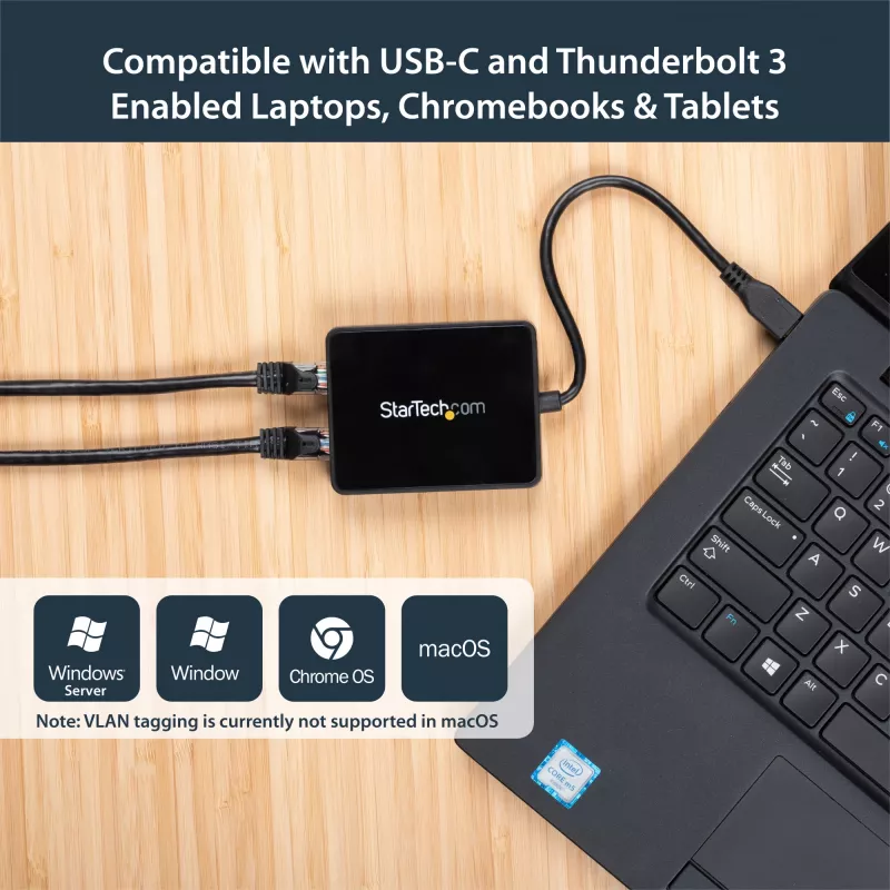 StarTech.com adaptador USB-C a doble Gigabit Ethernet con conexión USB (Type-A)