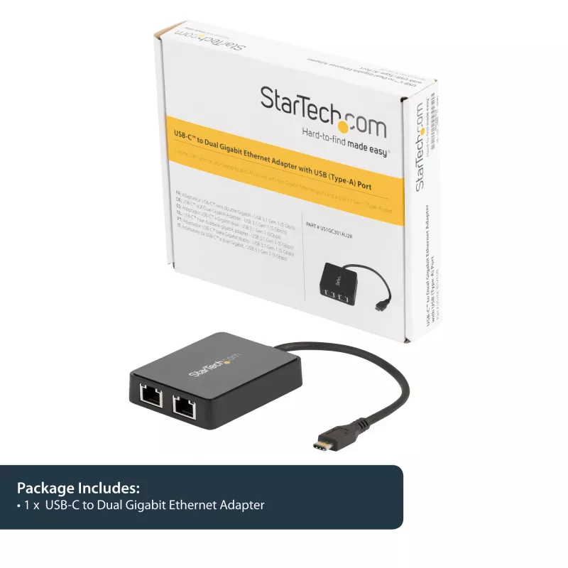 StarTech.com adaptador USB-C a doble Gigabit Ethernet con conexión USB (Type-A)