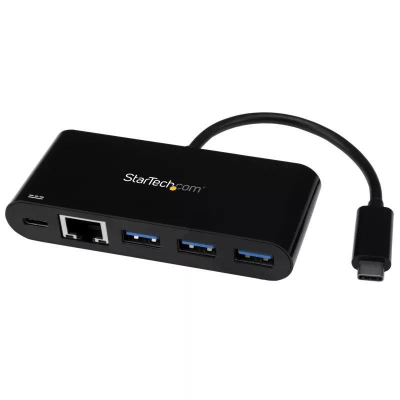 StarTech.com adaptador USB-C a Ethernet con hub USB 3.0 de 3 puertos y Power Delivery