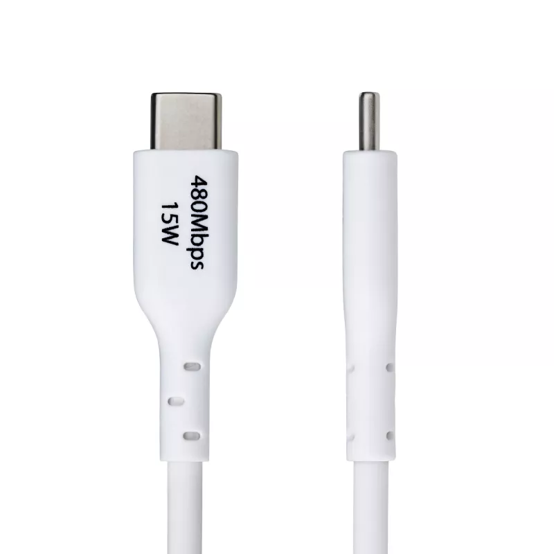 StarTech.com cable de carga USB-A a USB-C de 2m, carga y sincronización, 3A, USB 2.0, funda de TPE - cable de carga USB blanco