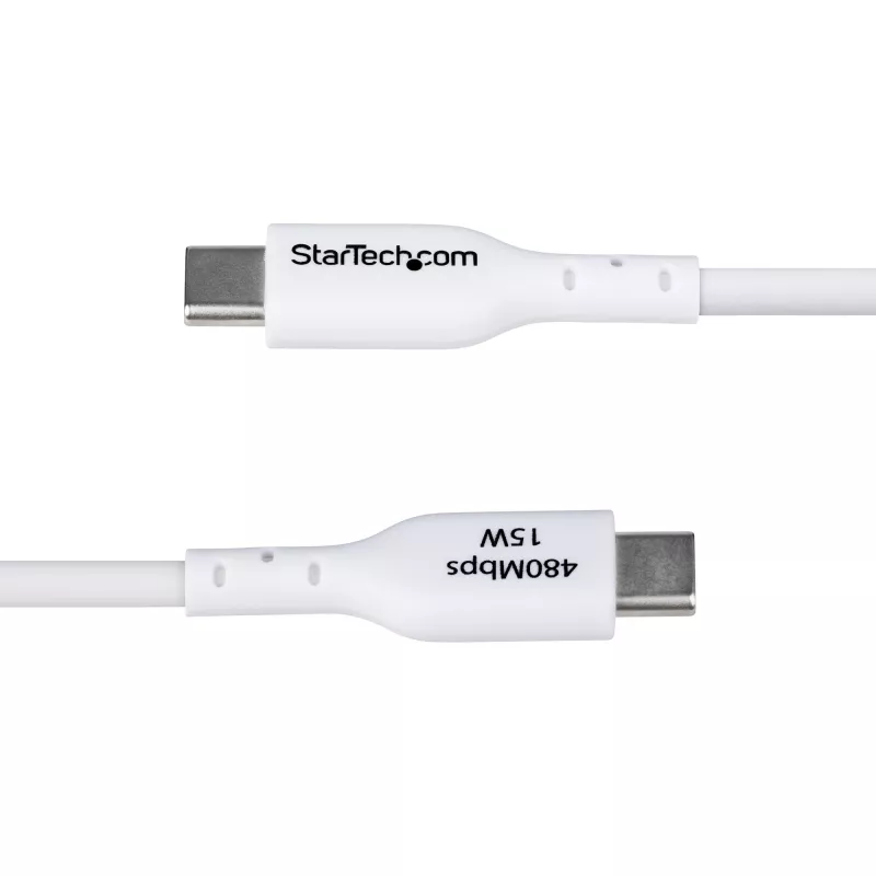 StarTech.com cable de carga USB-A a USB-C de 2m, carga y sincronización, 3A, USB 2.0, funda de TPE - cable de carga USB blanco