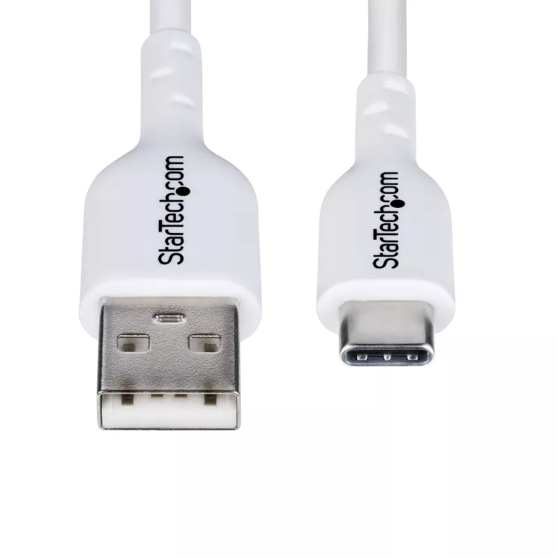 StarTech.com cable de carga USB-A a USB-C de 2m, carga y sincronización, 3A, USB 2.0, funda de TPE - cable de carga USB blanco