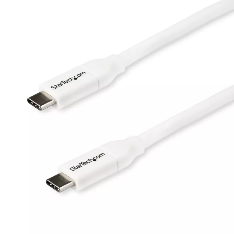 StarTech.com cable USB-C a USB-C con 5 A PD – M/M – blanco – 2 m – USB 2.0 – certificado USB-IF