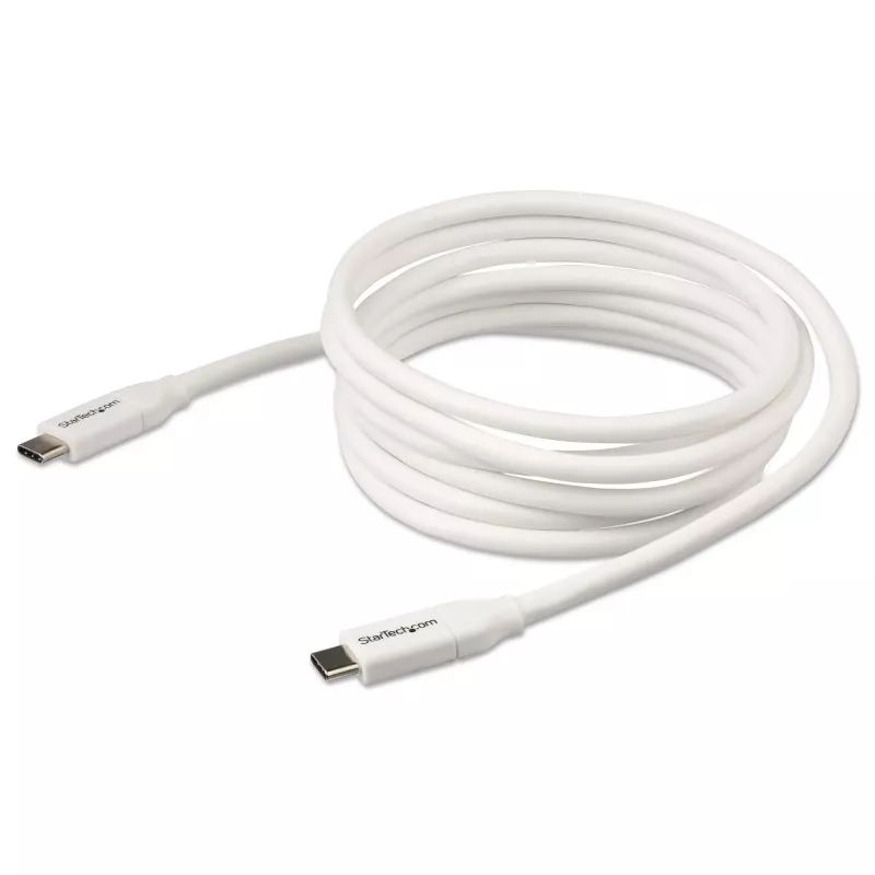 StarTech.com cable USB-C a USB-C con 5 A PD – M/M – blanco – 2 m – USB 2.0 – certificado USB-IF