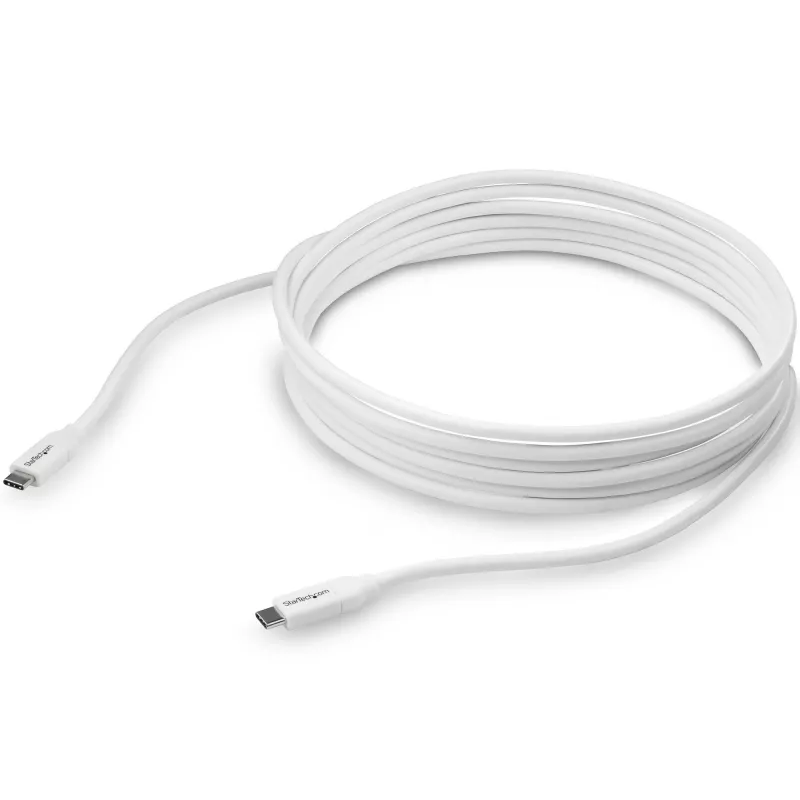 StarTech.com cable USB-C a USB-C con 5A PD - M/M - blanco - 4 m - USB 2.0 - certificado USB-IF