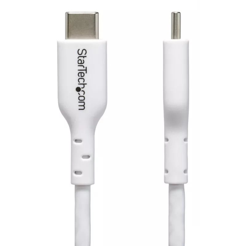 StarTech.com Cable de carga USB-C blanco de 2 m, cable USB-C, cable de carga para portátil USB 2.0 Type-C, 60W 3A Power Delivery, funda de TPE, cable de transferencia de datos USB-C, M/M