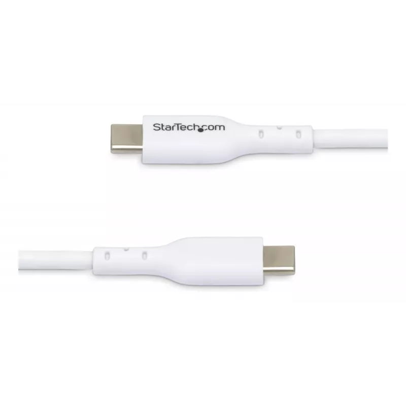 StarTech.com Cable de carga USB-C blanco de 2 m, cable USB-C, cable de carga para portátil USB 2.0 Type-C, 60W 3A Power Delivery, funda de TPE, cable de transferencia de datos USB-C, M/M
