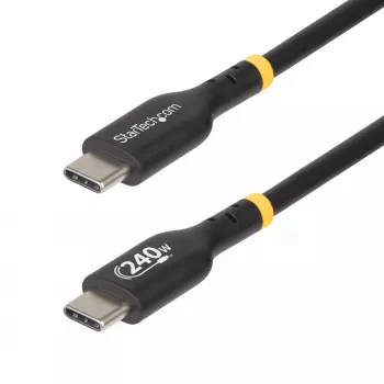 StarTech.com Cable de carga USB-C de 1 m, cable USB-C certificado por USB-IF, 240W PD EPR, cable de carga para portátil USB 2.0 Type-C, cable de transferencia de datos USB-C, funda de TPE, M/M