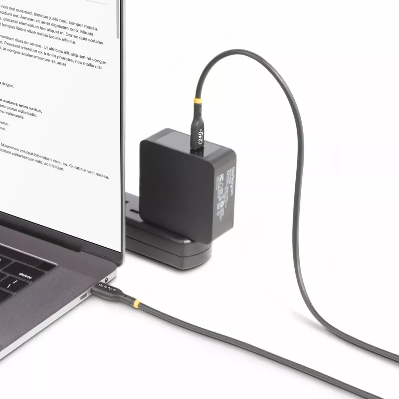 StarTech.com Cable de carga USB-C de 1 m, cable USB-C certificado por USB-IF, 240W PD EPR, cable de carga para portátil USB 2.0 Type-C, cable de transferencia de datos USB-C, funda de TPE, M/M