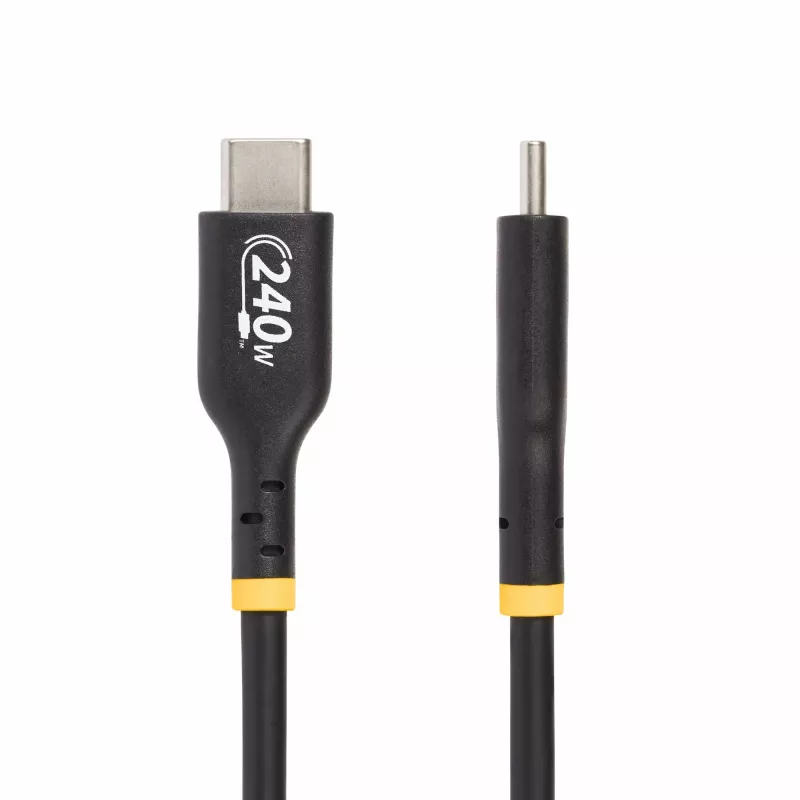 StarTech.com Cable de carga USB-C de 2 m, cable USB-C certificado USB-IF, 240 W PD EPR, cable de carga para portátil USB 2.0 Type-C, cable de transferencia de datos USB-C, funda de TPE, M/M