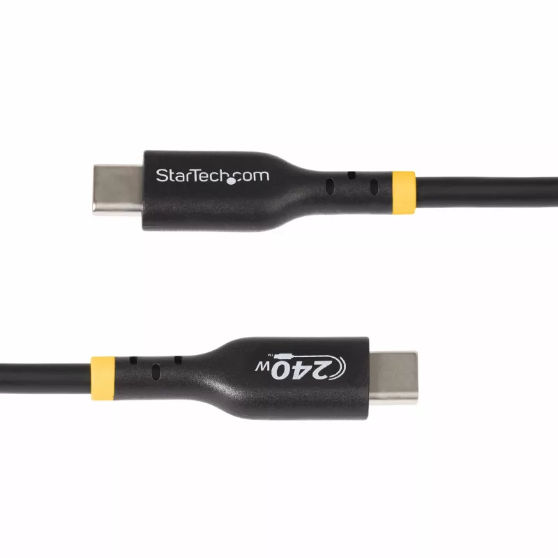 StarTech.com Cable de carga USB-C de 2 m, cable USB-C certificado USB-IF, 240 W PD EPR, cable de carga para portátil USB 2.0 Type-C, cable de transferencia de datos USB-C, funda de TPE, M/M