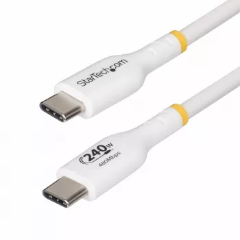 StarTech.com Cable de carga USB-C blanco de 3 m, cable USB-C certificado por USB-IF, 240W PD EPR, cable de carga para portátil USB 2.0 Type-C, cable de transferencia de datos USB-C, funda de TPE