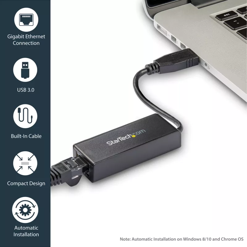 StarTech.com Adaptador de red USB 3.0 a Gigabit Ethernet, 10/100/1000 Mbit/s, USB a RJ45, adaptador USB 3.0 a LAN, adaptador Ethernet USB 3.0 (GbE), conforme a TAA