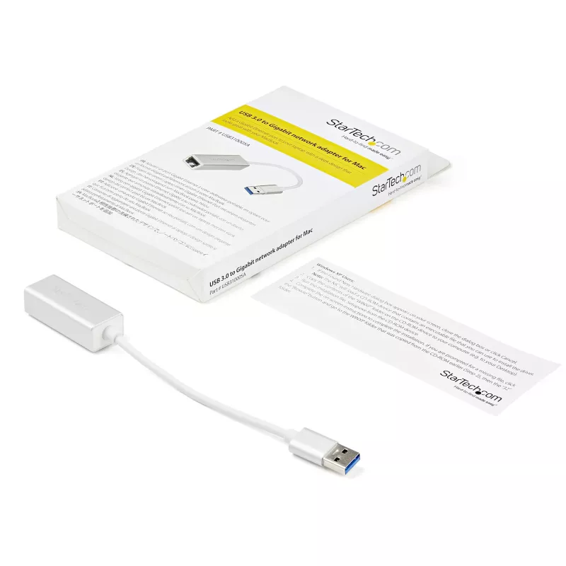 StarTech.com Adaptador de red USB 3.0 a Gigabit - Plateado, con cable, USB, Ethernet, 2000 Mbit/s, Plateado