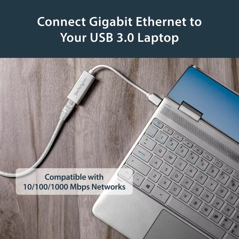 StarTech.com Adaptador de red USB 3.0 a Gigabit - Plateado, con cable, USB, Ethernet, 2000 Mbit/s, Plateado