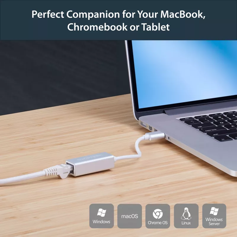 StarTech.com Adaptador de red USB 3.0 a Gigabit - Plateado, con cable, USB, Ethernet, 2000 Mbit/s, Plateado