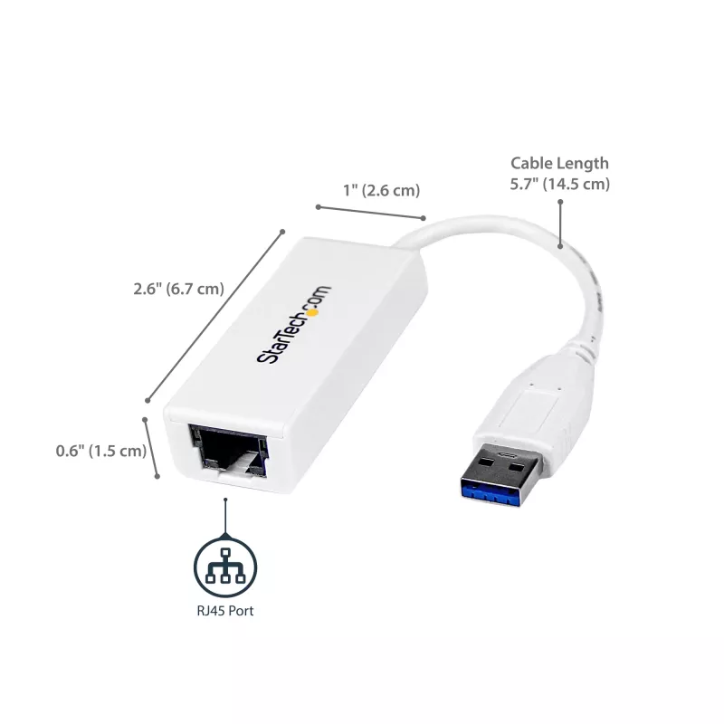 StarTech.com Adaptador de red USB 3.0 a Gigabit Ethernet, 10/100/1000 Mbit/s, USB a RJ45, adaptador USB 3.0 a LAN, adaptador Ethernet USB 3.0 (GbE), conforme a TAA