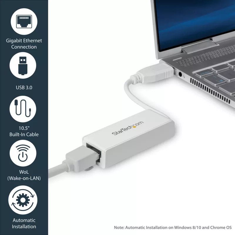 StarTech.com Adaptador de red USB 3.0 a Gigabit Ethernet, 10/100/1000 Mbit/s, USB a RJ45, adaptador USB 3.0 a LAN, adaptador Ethernet USB 3.0 (GbE), conforme a TAA