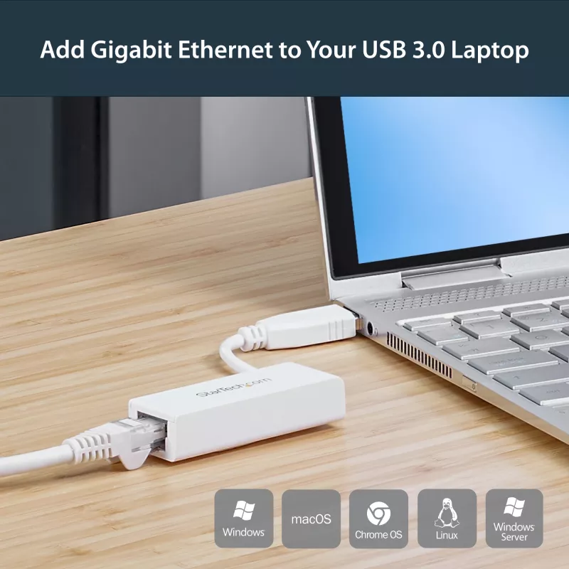 StarTech.com Adaptador de red USB 3.0 a Gigabit Ethernet, 10/100/1000 Mbit/s, USB a RJ45, adaptador USB 3.0 a LAN, adaptador Ethernet USB 3.0 (GbE), conforme a TAA