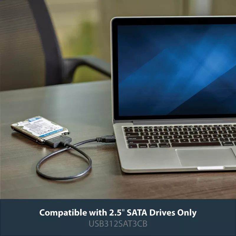 StarTech.com Adaptador USB 3.1 a SATA de 2,5 pulgadas – USB 3.1 Gen 2 10 Gbit/s con UASP, convertidor externo de almacenamiento para HDD/SSD