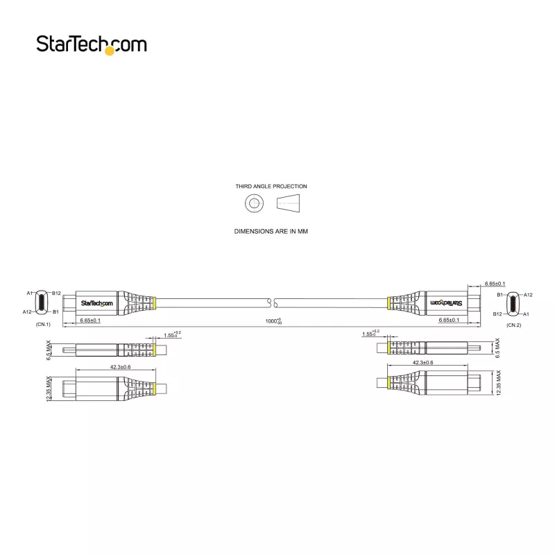 StarTech.com Cable USB-C de 3ft (1m) 10 Gbit/s – Cable USB-C certificado por USB-IF – Cable USB 3.1 Type-C – Carga Power Delivery de 100W (5A), DP Alt Mode – Cable USB-C a C – Carga y sincronización