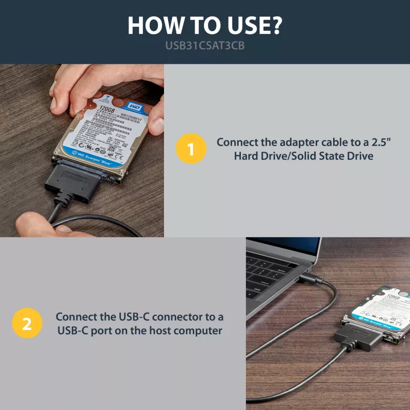 StarTech.com Cable adaptador USB 3.1 (10 Gbit/s) para unidades SATA de 2,5 pulgadas – USB-C