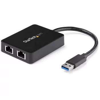 StarTech.com Adaptador de red USB 3.0 a Gigabit Ethernet de doble puerto con puerto USB