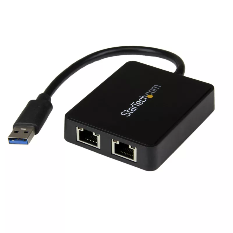 StarTech.com Adaptador de red USB 3.0 a Gigabit Ethernet de doble puerto con puerto USB