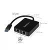 StarTech.com Adaptador de red USB 3.0 a Gigabit Ethernet de doble puerto con puerto USB