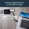 StarTech.com Adaptador de red USB 3.0 a Gigabit Ethernet de doble puerto con puerto USB