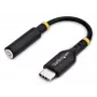StarTech.com USBCAUDIO2 adaptador de audio de USB-C a 3,5 mm TRRS para auriculares/auriculares con micrófono, DAC de 32 bits, compatible con Thunderbolt, 12,7 cm, negro