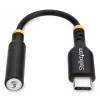 StarTech.com USBCAUDIO2 adaptador de audio de USB-C a 3,5 mm TRRS para auriculares/auriculares con micrófono, DAC de 32 bits, compatible con Thunderbolt, 12,7 cm, negro