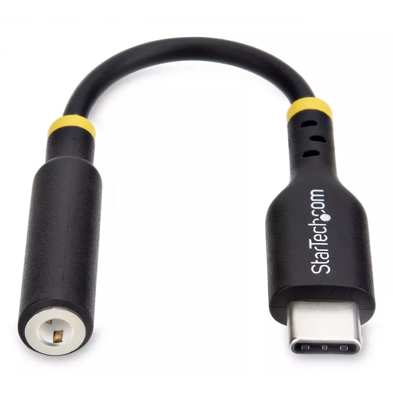 StarTech.com USBCAUDIO2 adaptador de audio de USB-C a 3,5 mm TRRS para auriculares/auriculares con micrófono, DAC de 32 bits, compatible con Thunderbolt, 12,7 cm, negro
