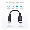 StarTech.com USBCAUDIO2 adaptador de audio de USB-C a 3,5 mm TRRS para auriculares/auriculares con micrófono, DAC de 32 bits, compatible con Thunderbolt, 12,7 cm, negro