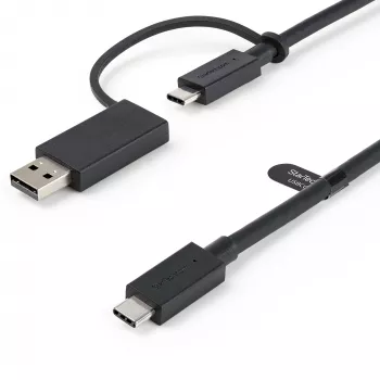StarTech.com Cable USB-C de 3ft (1m) con adaptador dongle USB-A – Cable USB-C híbrido 2 en 1 con USB-A – USB-C a USB-C (10 Gbit/s/100W PD), USB-A a USB-C (5 Gbit/s) – Ideal para estaciones de acoplamiento híbridas