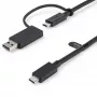StarTech.com Cable USB-C de 3ft (1m) con adaptador dongle USB-A – Cable USB-C híbrido 2 en 1 con USB-A – USB-C a USB-C (10 Gbit/s/100W PD), USB-A a USB-C (5 Gbit/s) – Ideal para estaciones de acoplamiento híbridas