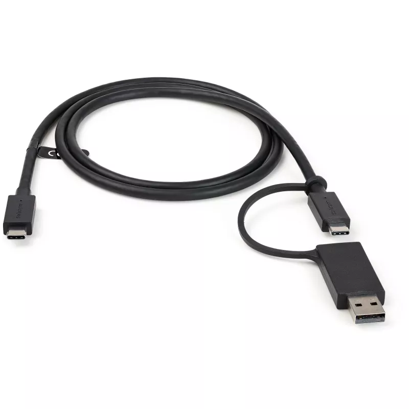 StarTech.com Cable USB-C de 3ft (1m) con adaptador dongle USB-A – Cable USB-C híbrido 2 en 1 con USB-A – USB-C a USB-C (10 Gbit/s/100W PD), USB-A a USB-C (5 Gbit/s) – Ideal para estaciones de acoplamiento híbridas