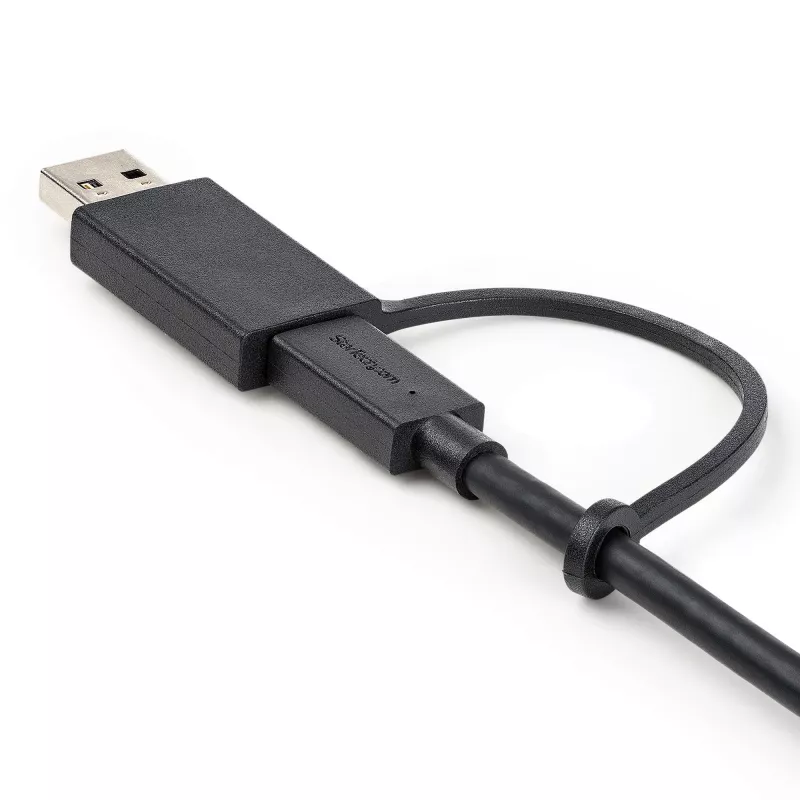 StarTech.com Cable USB-C de 3ft (1m) con adaptador dongle USB-A – Cable USB-C híbrido 2 en 1 con USB-A – USB-C a USB-C (10 Gbit/s/100W PD), USB-A a USB-C (5 Gbit/s) – Ideal para estaciones de acoplamiento híbridas