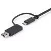 StarTech.com Cable USB-C de 3ft (1m) con adaptador dongle USB-A – Cable USB-C híbrido 2 en 1 con USB-A – USB-C a USB-C (10 Gbit/s/100W PD), USB-A a USB-C (5 Gbit/s) – Ideal para estaciones de acoplamiento híbridas