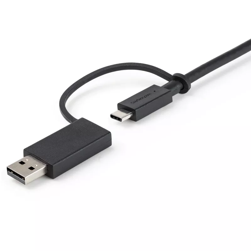 StarTech.com Cable USB-C de 3ft (1m) con adaptador dongle USB-A – Cable USB-C híbrido 2 en 1 con USB-A – USB-C a USB-C (10 Gbit/s/100W PD), USB-A a USB-C (5 Gbit/s) – Ideal para estaciones de acoplamiento híbridas