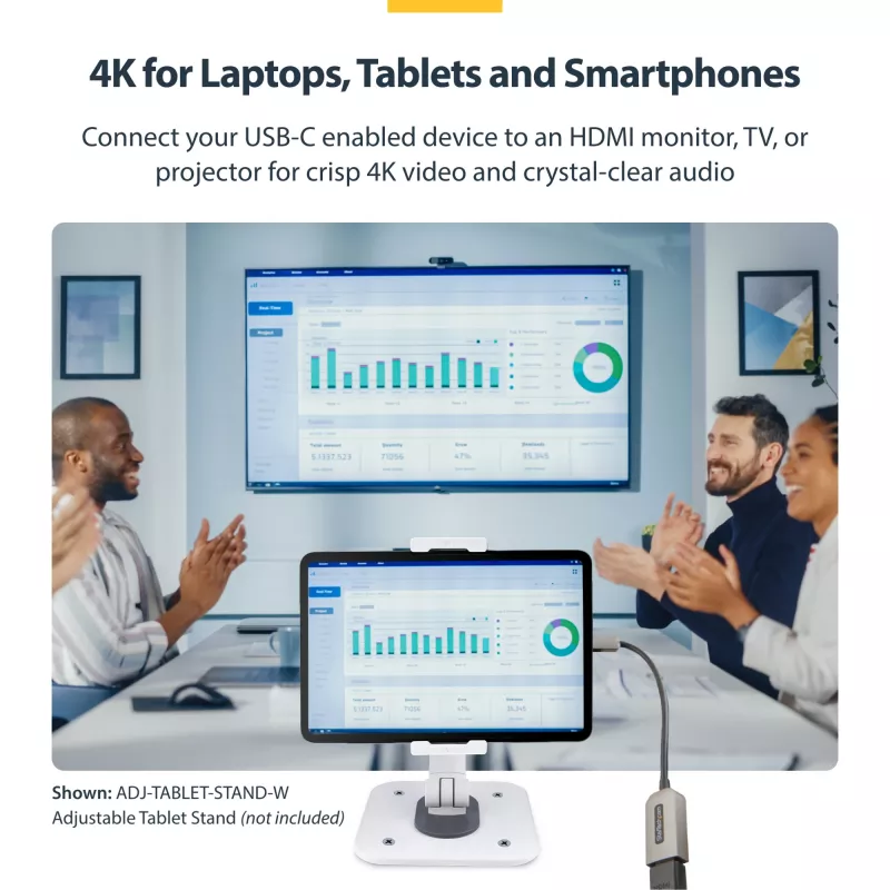 StarTech.com Adaptador USB-C a HDMI, vídeo 4K 60 Hz, HDR10, dongle USB-C a monitor HDMI, compatible con USB4 / Thunderbolt