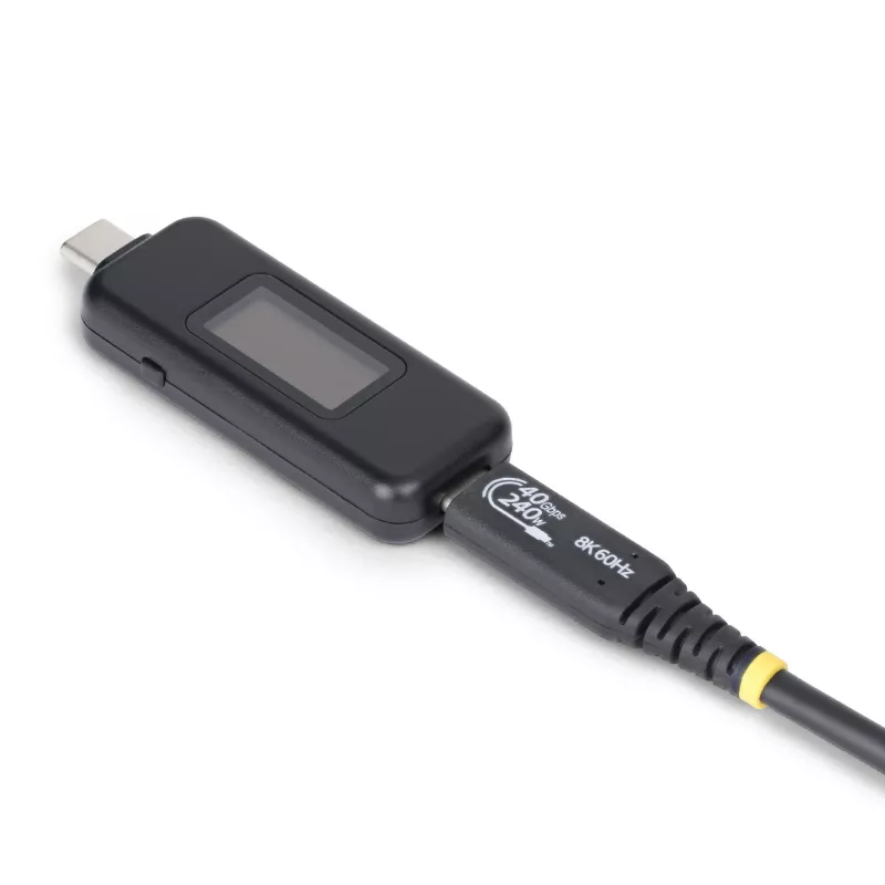 StarTech.com Probador de potencia USB-C, multímetro digital, medidor de voltaje y corriente bidireccional, hasta 240W PD EPR, probador medidor de potencia portátil para cables y puertos USB-C