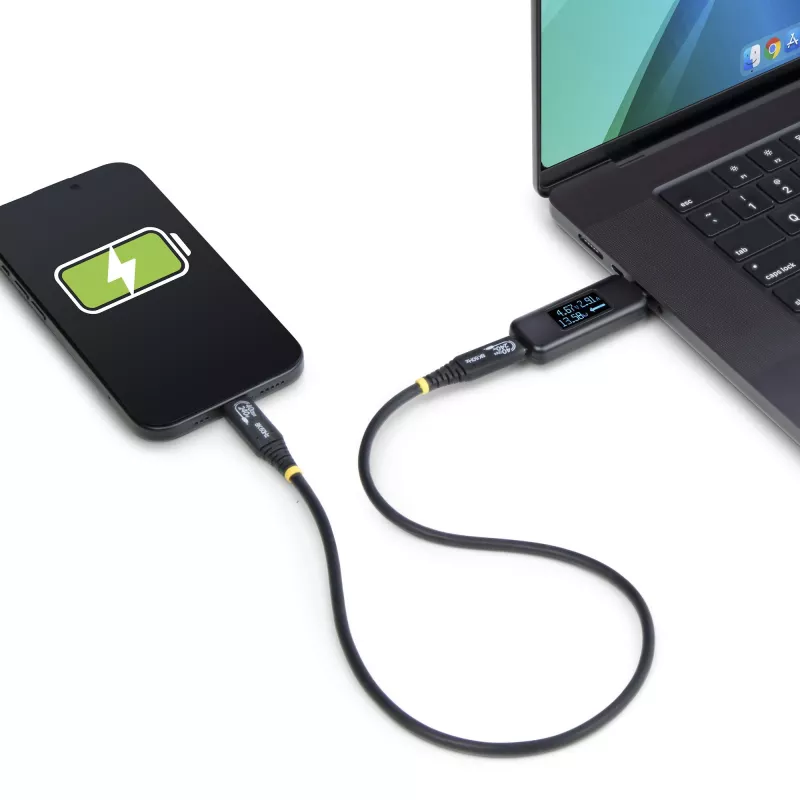StarTech.com Probador de potencia USB-C, multímetro digital, medidor de voltaje y corriente bidireccional, hasta 240W PD EPR, probador medidor de potencia portátil para cables y puertos USB-C