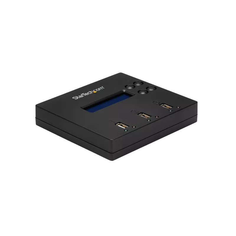 StarTech.com Duplicador y borrador de memorias USB independiente de 1 a 2, copiador de unidades flash USB múltiples, copia de sistema y archivos y de unidad completa a 1,5 GB/min, borrado simple y de 3 pasadas, pantalla LCD – TAA