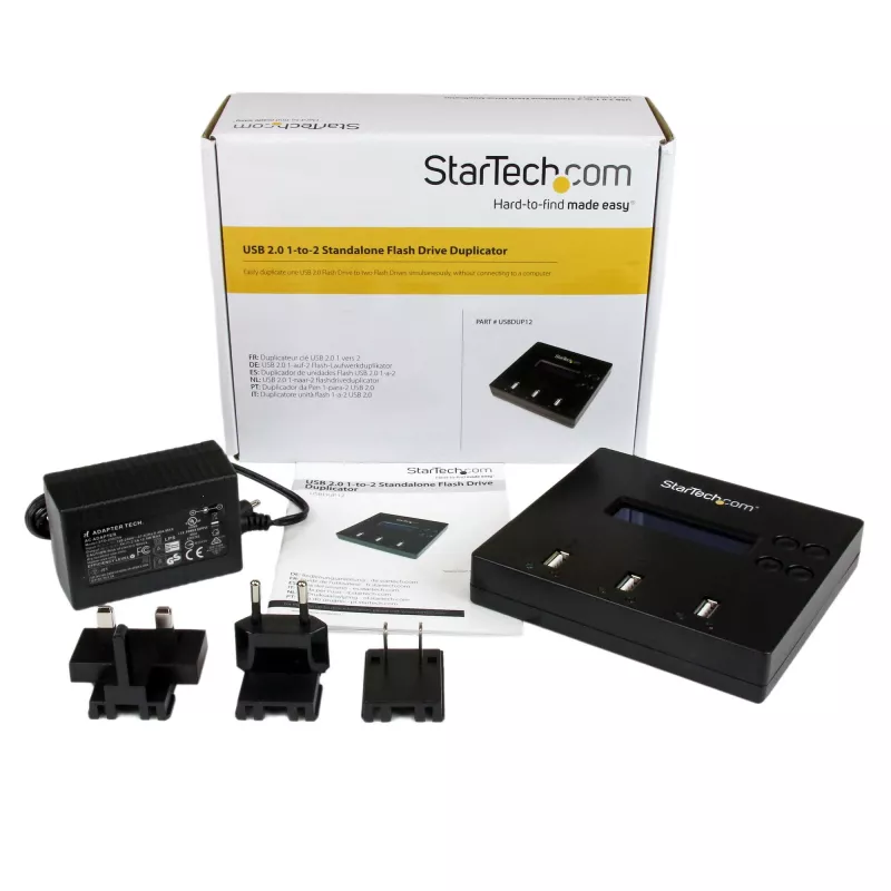 StarTech.com Duplicador y borrador de memorias USB independiente de 1 a 2, copiador de unidades flash USB múltiples, copia de sistema y archivos y de unidad completa a 1,5 GB/min, borrado simple y de 3 pasadas, pantalla LCD – TAA