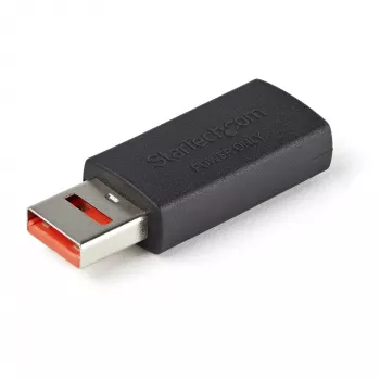 StarTech.com Adaptador bloqueador de datos USB de carga segura – Adaptador de solo carga USB-A macho a hembra – Adaptador de carga/solo alimentación sin datos para teléfono/tableta – Adaptador de protección USB bloqueador de datos